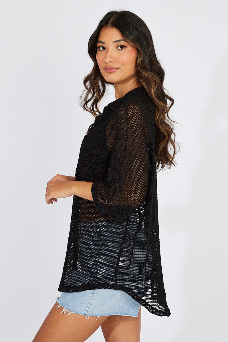 Black Shirt Short Sleeve Collared Neck - Image 4