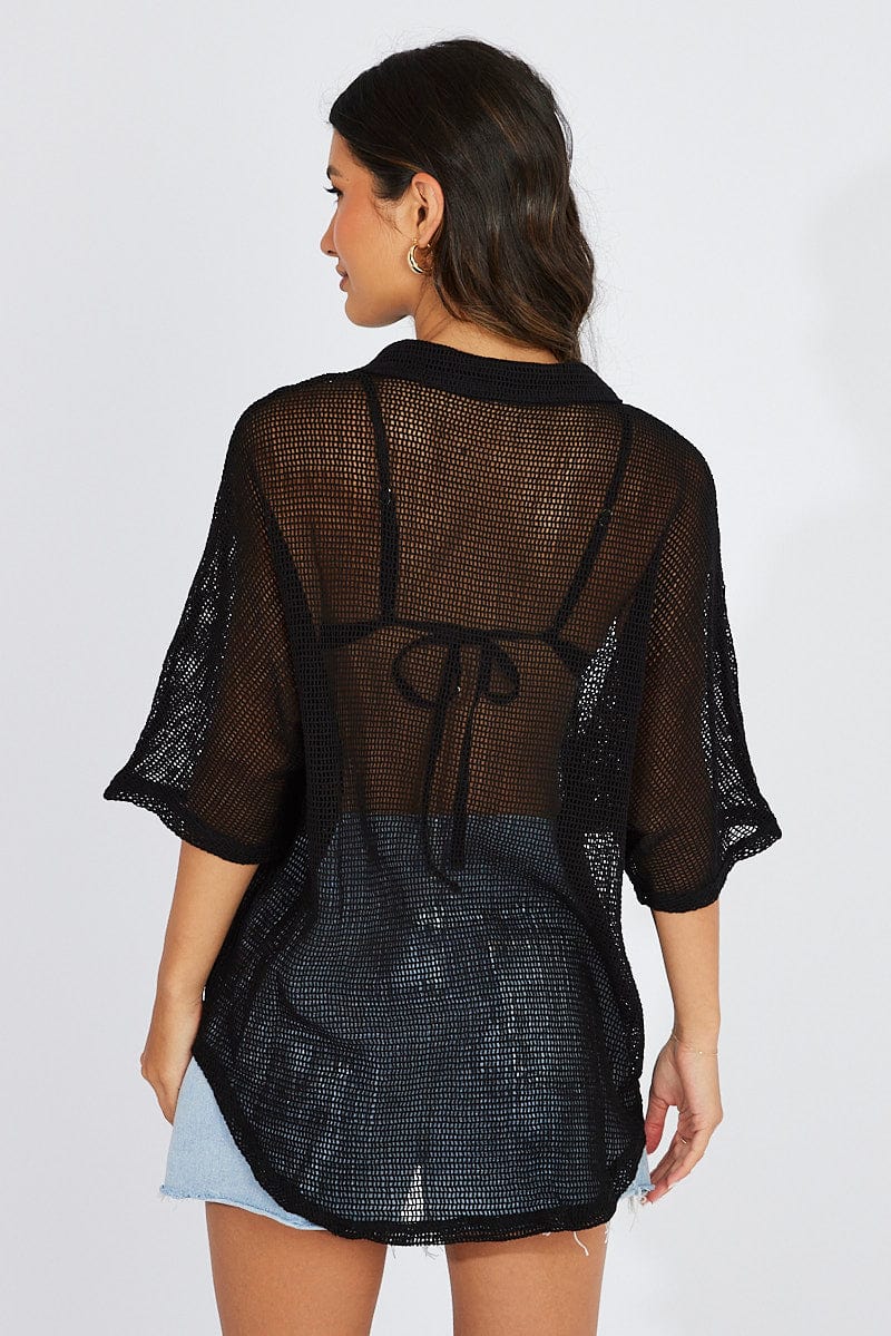 Black Shirt Short Sleeve Collared Neck - Image 5