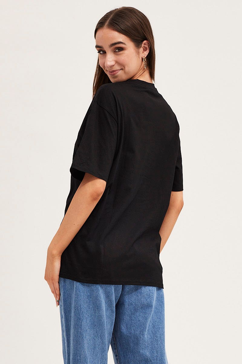Black Short Sleeve Embroidered Graphic Tee - Image 5