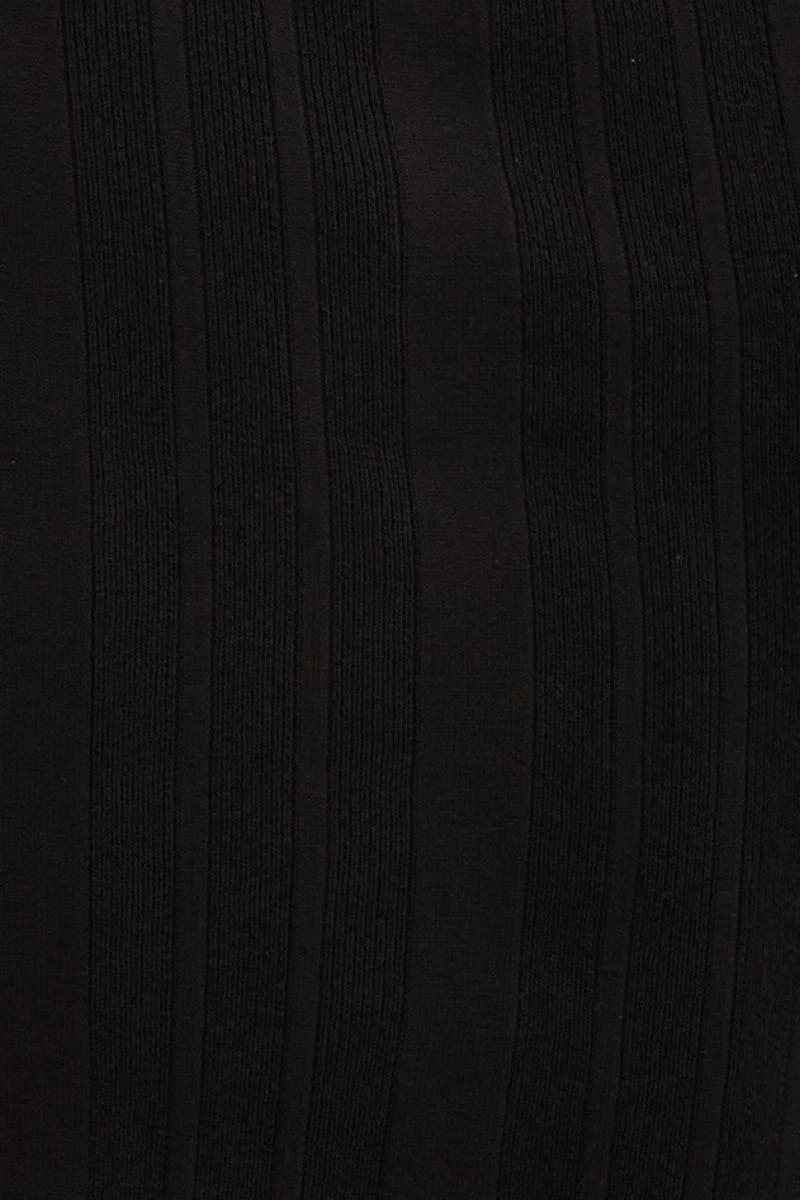 Black Short Sleeve Ruched Knit Top - Image 6