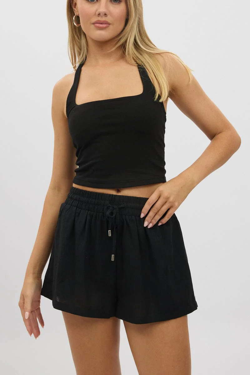 Black Shorts Elasticated Waist - Image 3