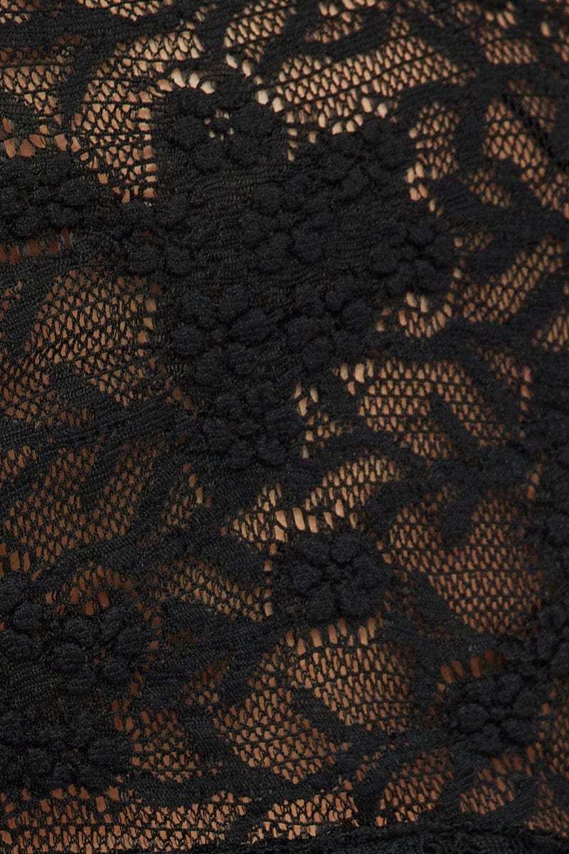 Black Shrug & Bandeau Set Long Sleeve Scarf Hem Lace - Image 6