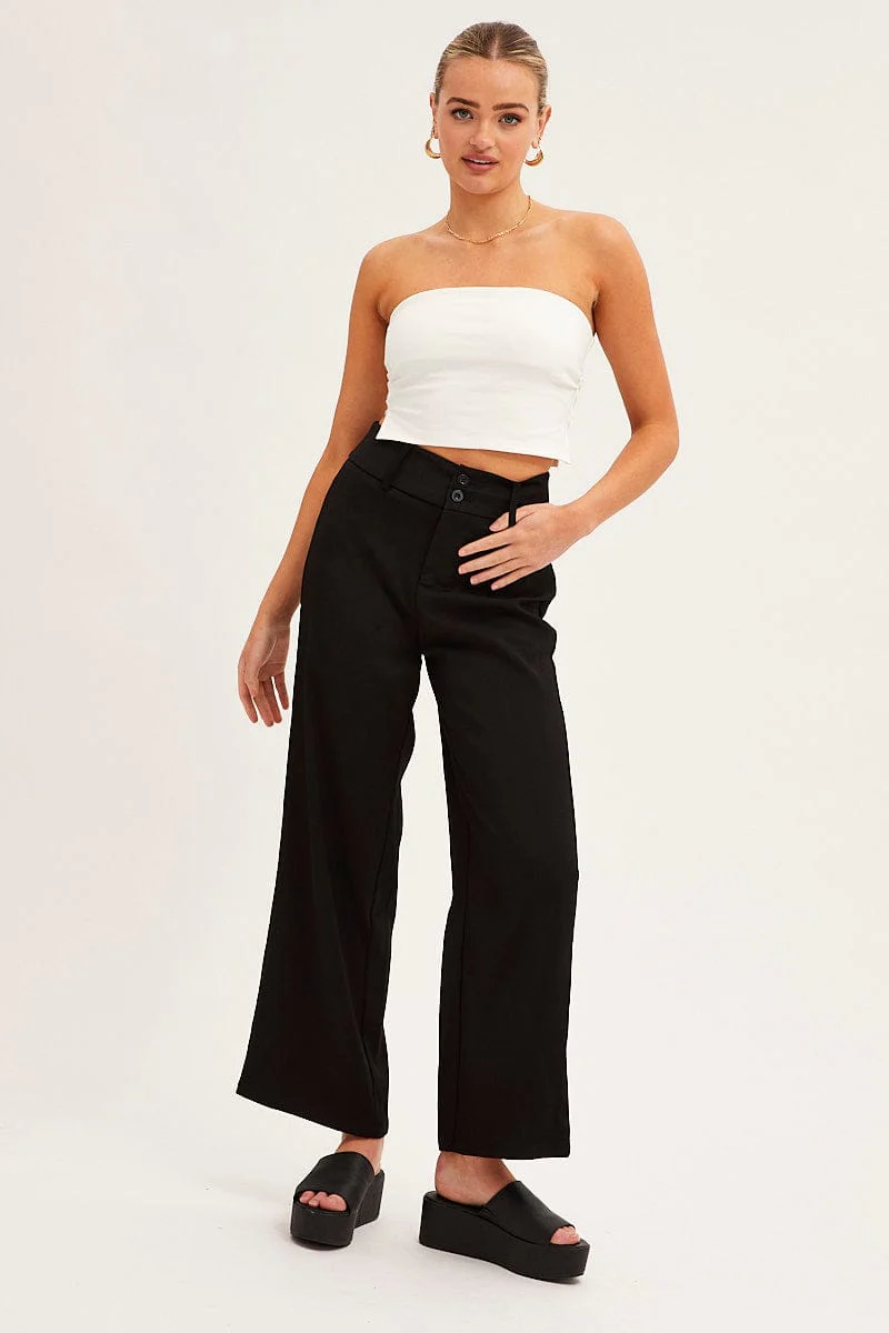 White Side Split Bandeau Jersey Top - Image 3