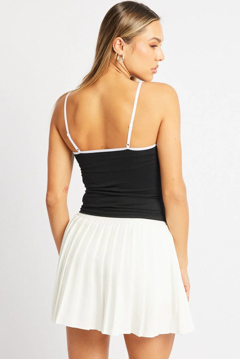 Black Singlet Top Contrast Binding Seamless - Image 5
