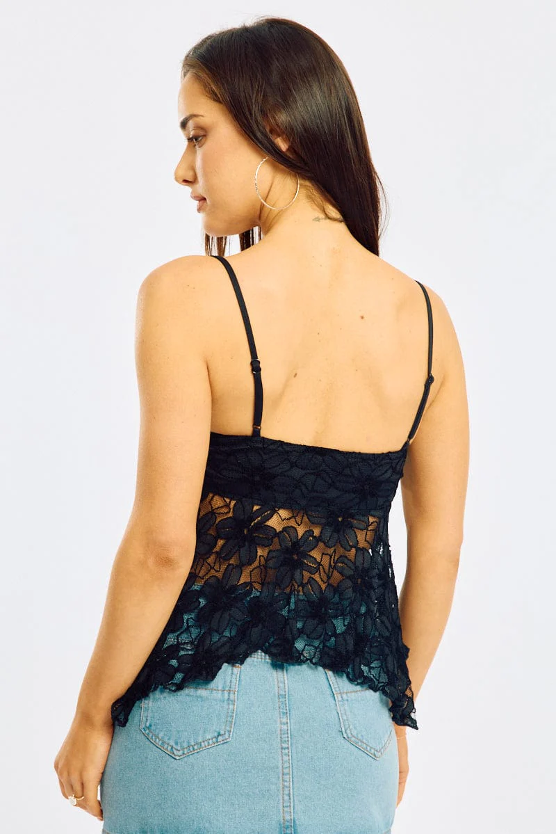 Black Singlet Top Lace - Image 4