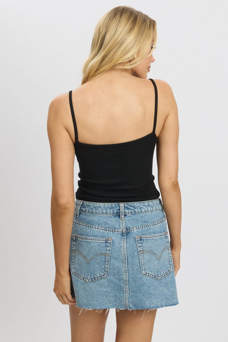 Black Singlet Top Round Neck - Image 5