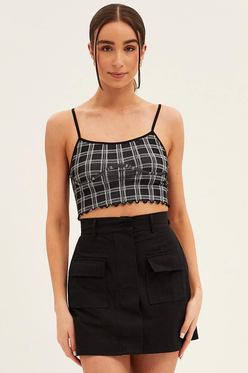 Black Singlet Top Round Neck Seamless - Image 3