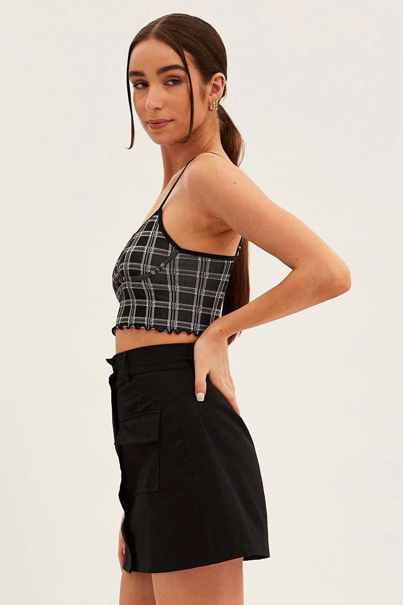 Black Singlet Top Round Neck Seamless - Image 4