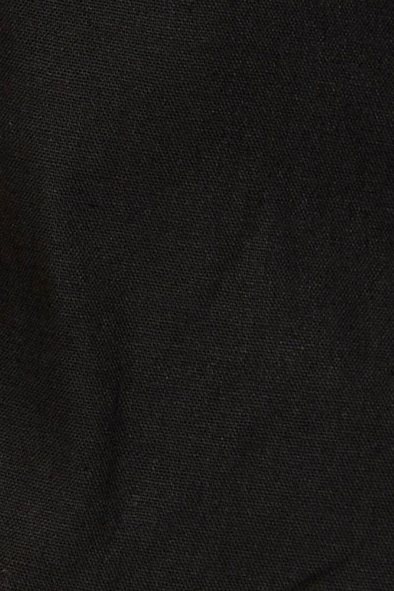 Black Singlet Top Sleeveless Crop Linen - Image 6