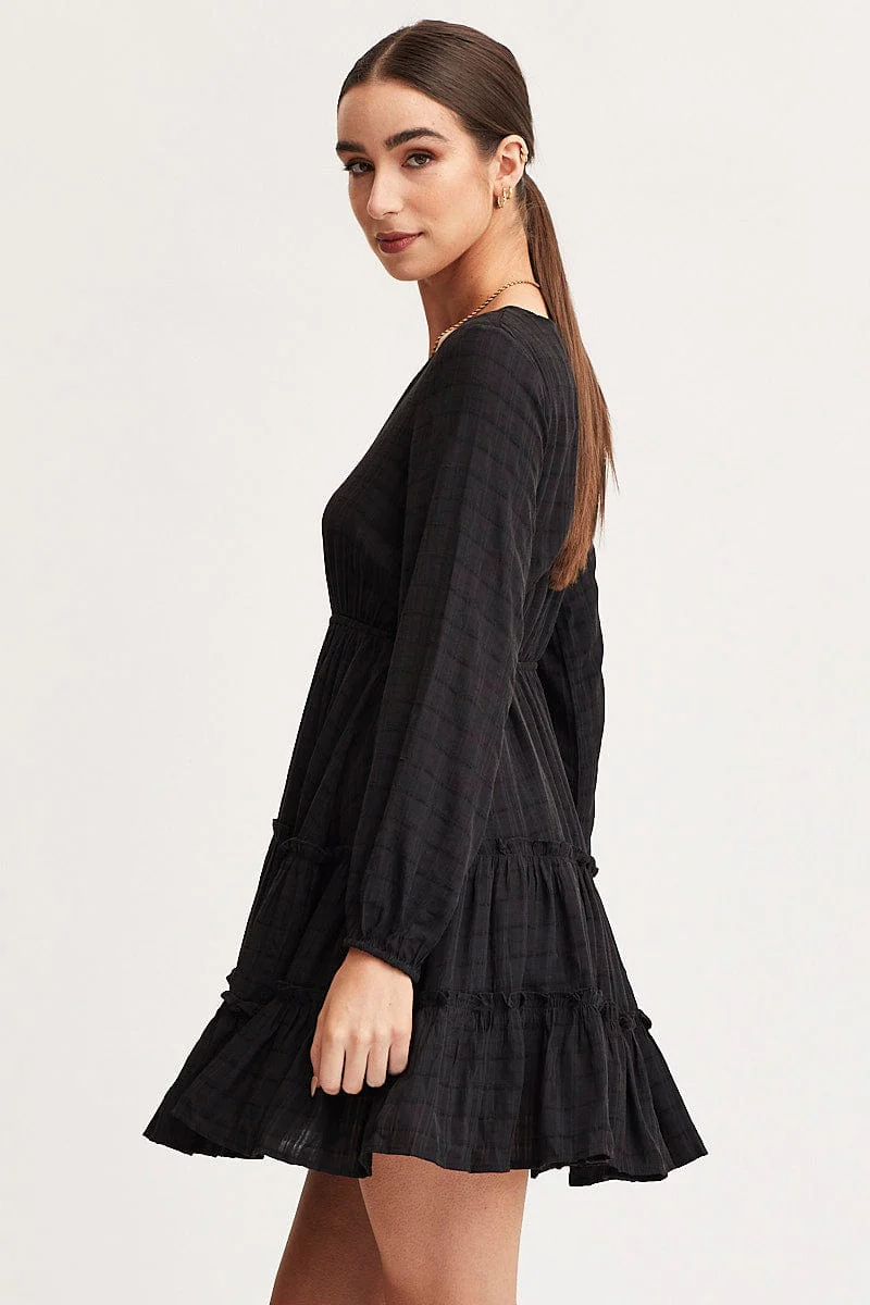 Black Skater Dress Long Sleeve Mini - Image 4