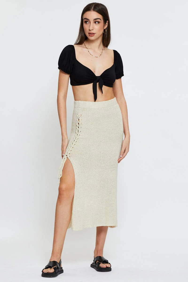 Black Slinky Top Short Sleeve Crop - Image 2