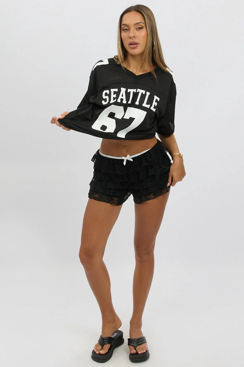 Black Sport Tee V Neck Short Sleeve - Image 2