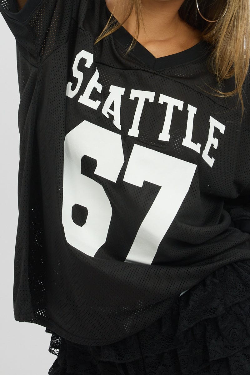Black Sport Tee V Neck Short Sleeve - Image 6