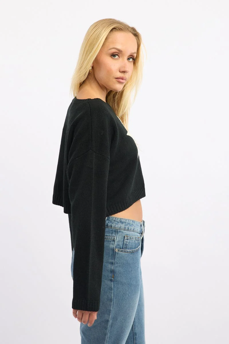 Black Star Knit Jumper Long Sleeve - Image 3