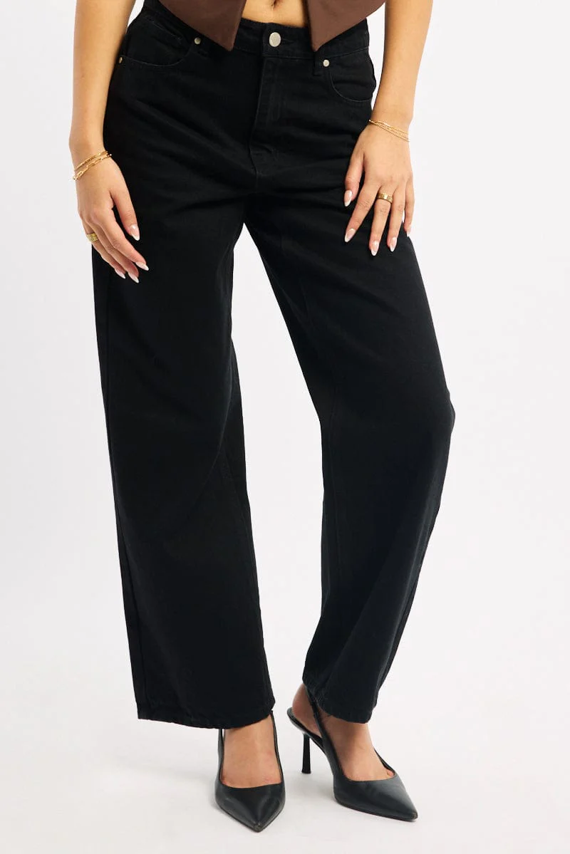 Black Straight Jeans Cropped - Image 2