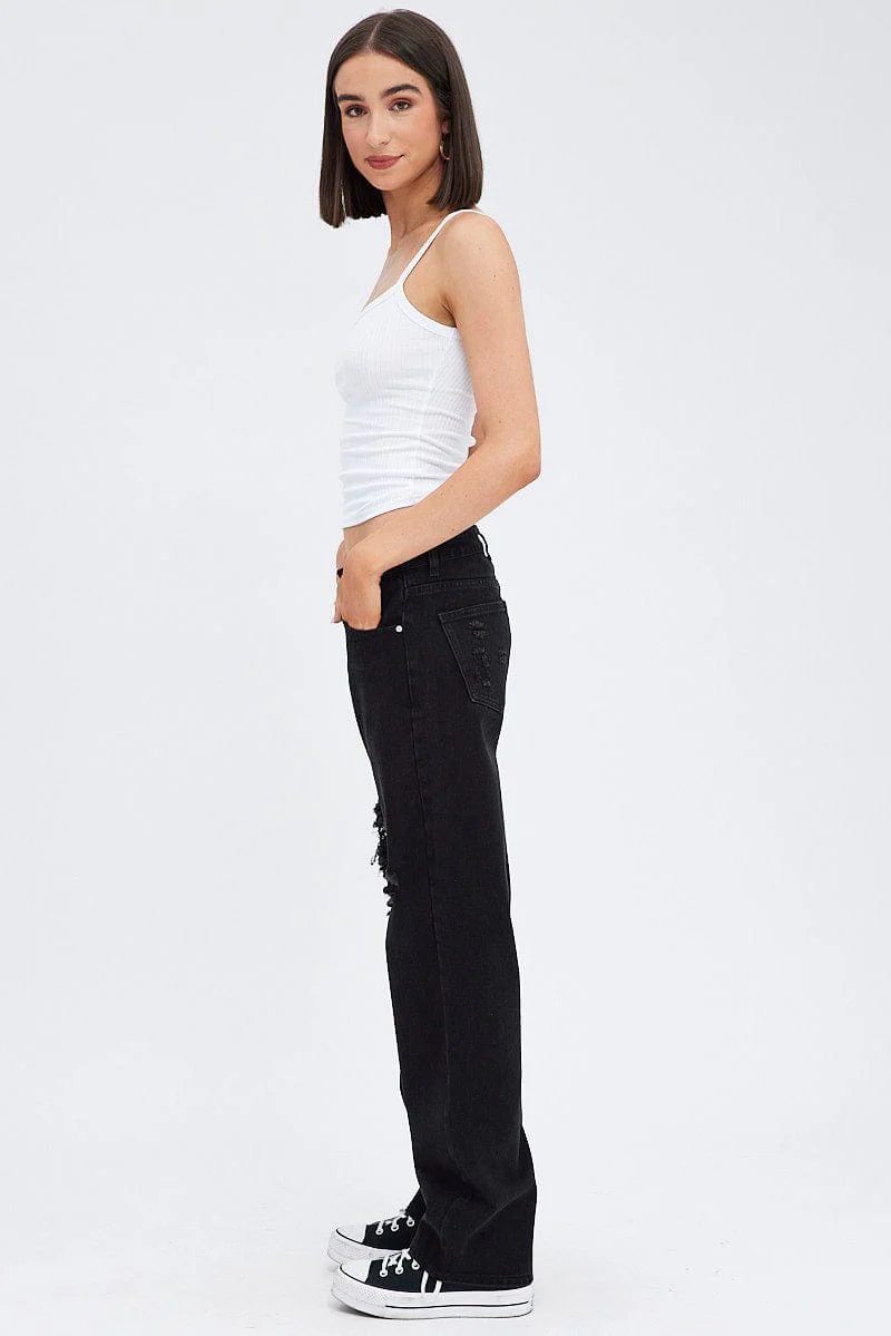 Black Straight Jeans Low Rise - Image 4
