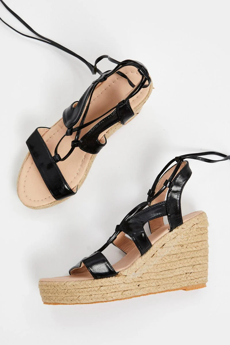 Black Strappy Wedges - Image 2