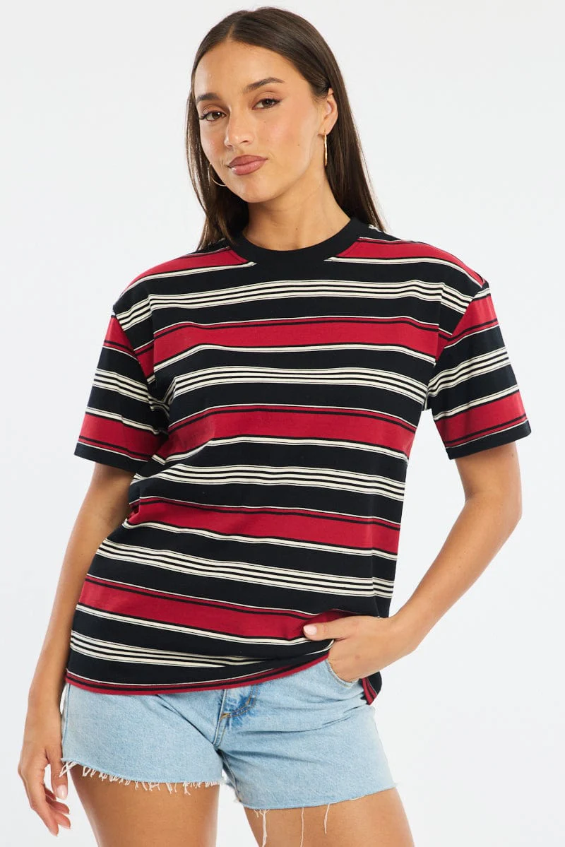 Black Stripe Oversized Tee Short Sleeve