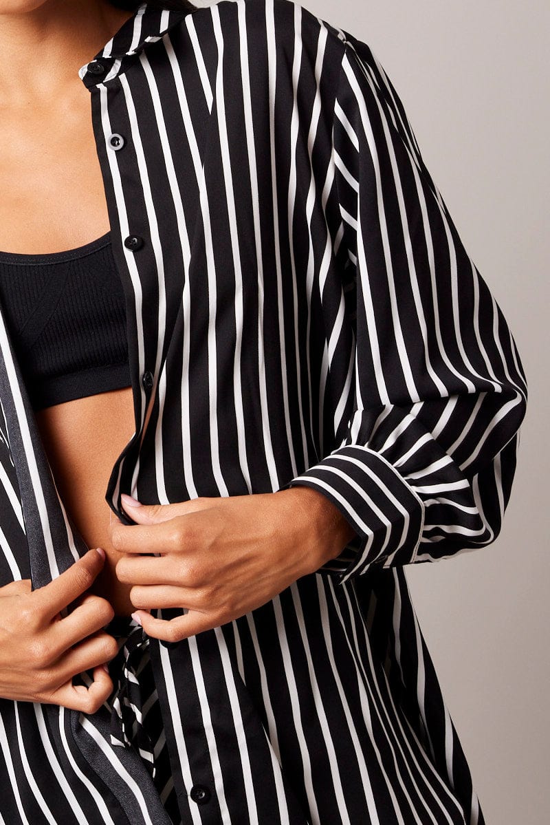 Black Stripe Relaxed Shirt Long Sleeve - Image 6
