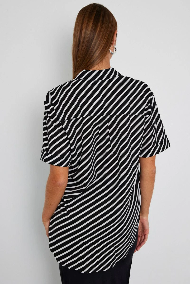 Black Stripe Shirt Short Sleeve - Image 5