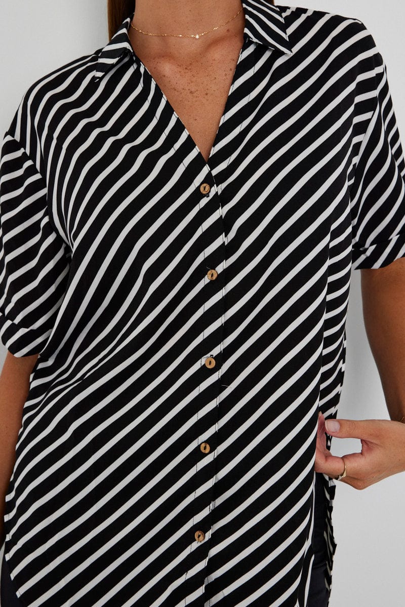 Black Stripe Shirt Short Sleeve - Image 6