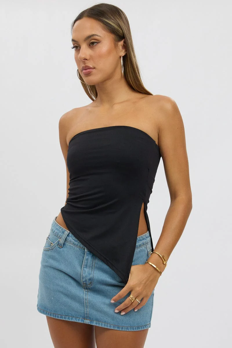 Black Supersoft Asymmetric Top Strapless - Image 3