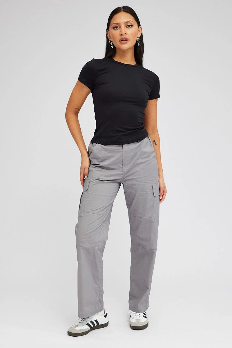 Black Supersoft Top Short Sleeve Round Neck - Image 2