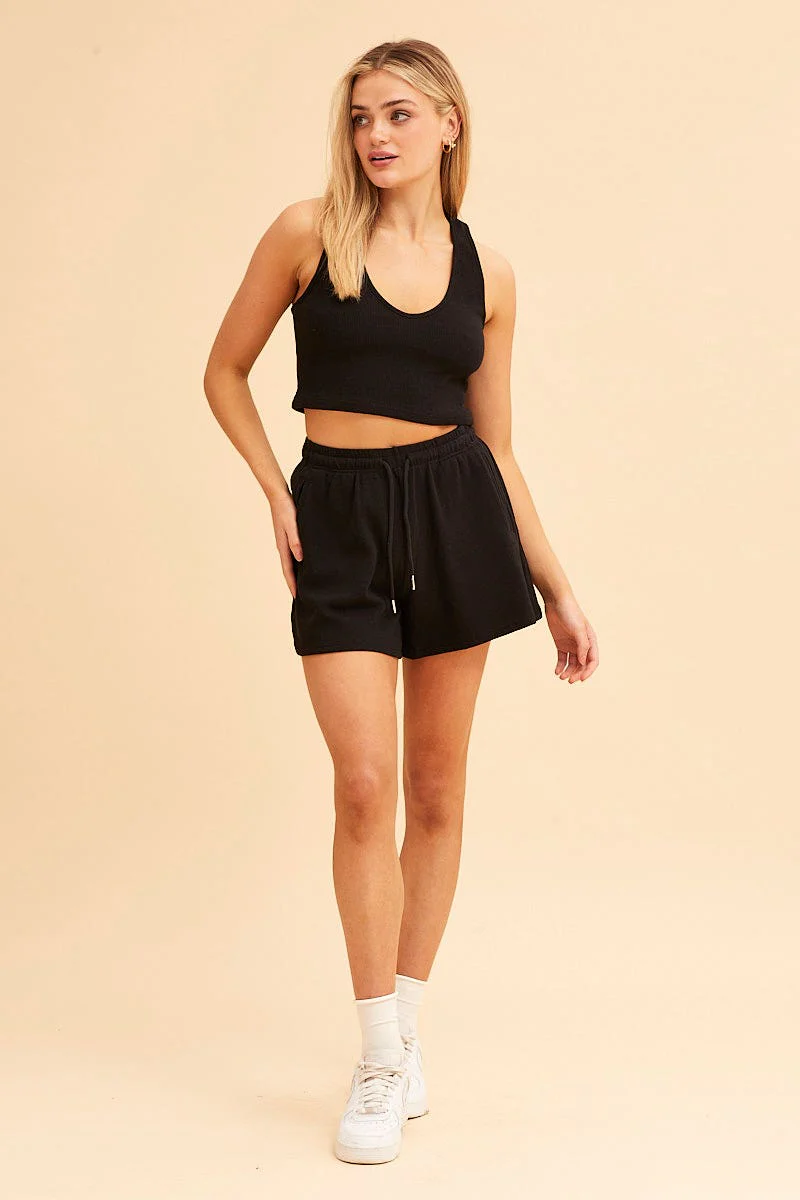Black Sutton Rib Cotton Short - Image 3