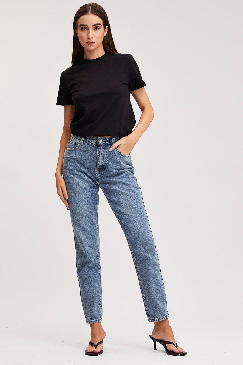 Black T Shirt Short Sleeve Crew Neck - Image 2