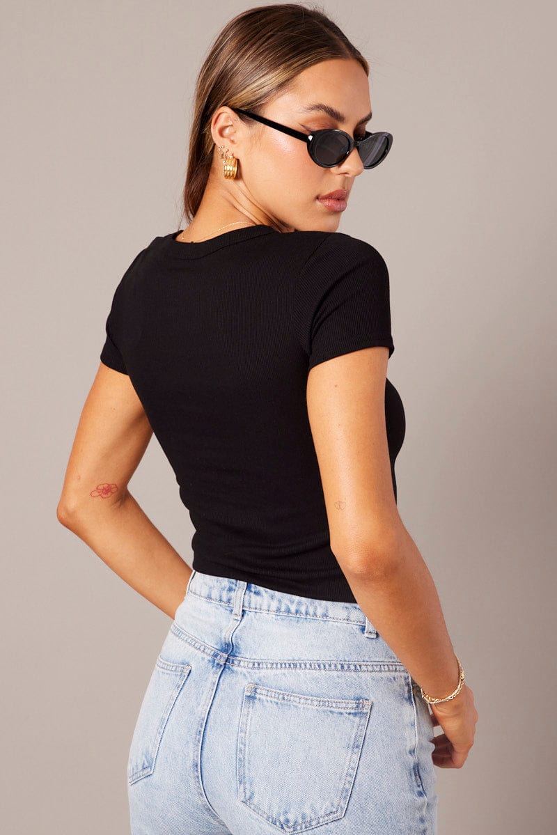 Black T Shirt Short Sleeve Crew Neck - Image 5