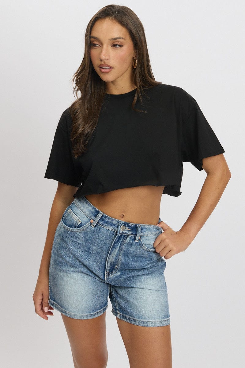 Black T Shirt Short sleeve Crew Neck - Image 3