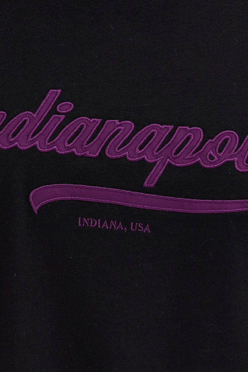 Black T-Shirt Short Sleeve Crew Neck Indianapolis - Image 6
