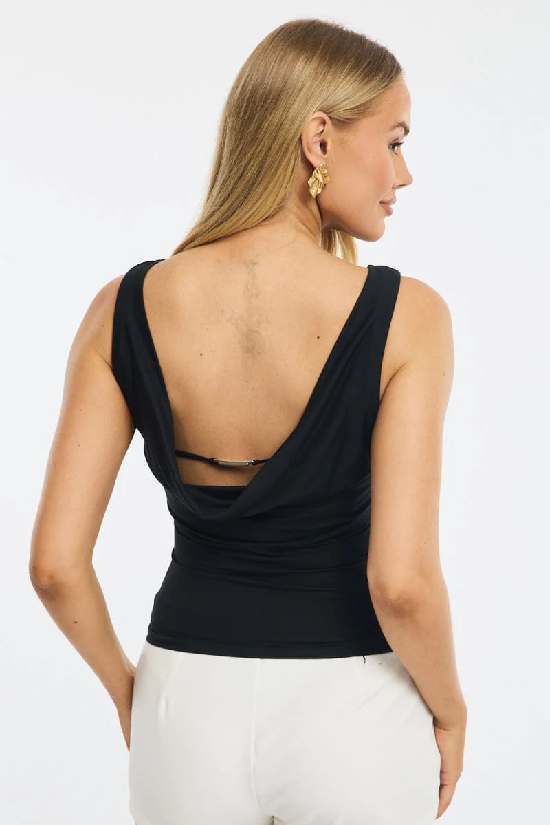 Black Tank Top Cowl Back - Image 2