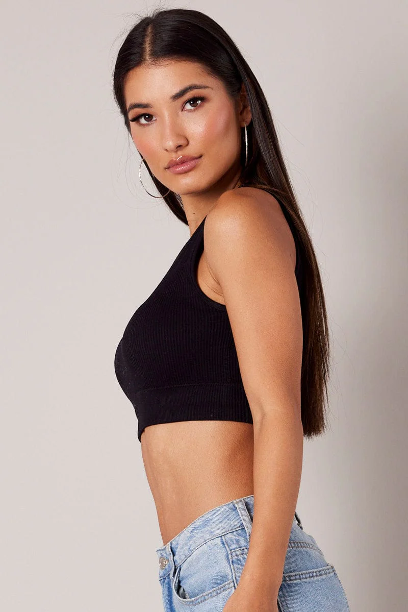 Black Tank Top Crew Neck Seamless - Image 4