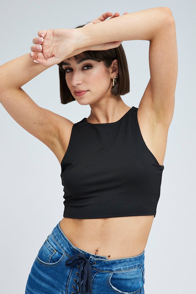 Black Tank Top Crew Neck Supersoft - Image 5