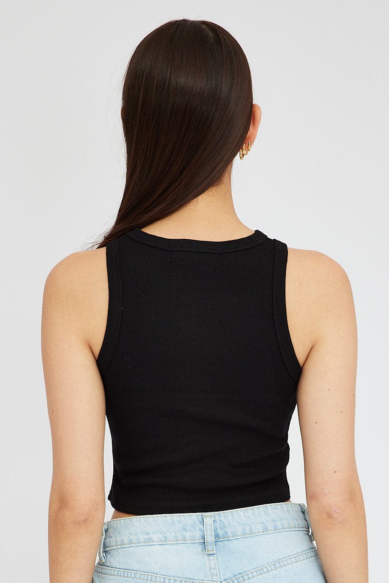Black Tank Top Sleeveless Crew Neck - Image 5
