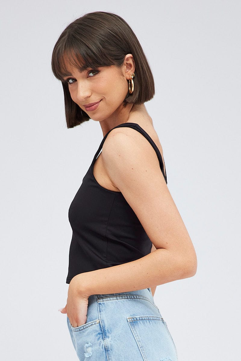 Black Tank Top Square Neck Supersoft - Image 4
