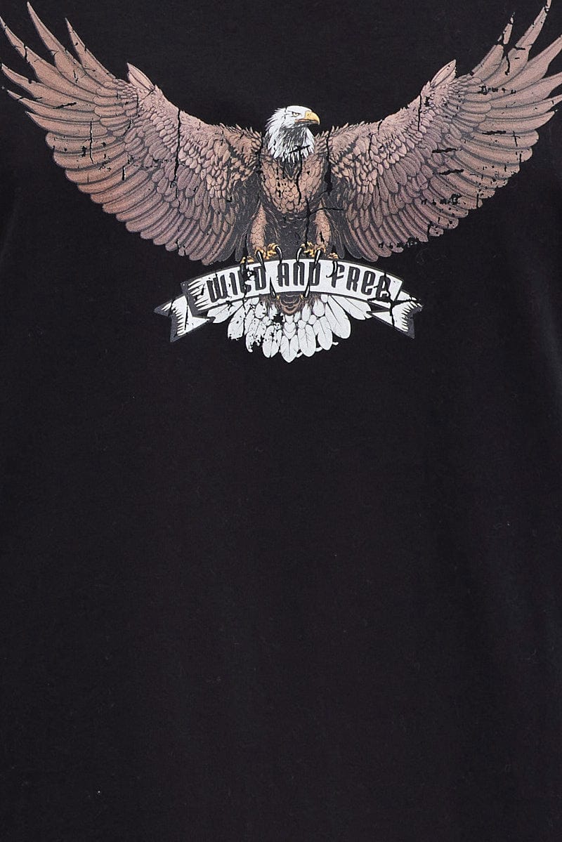 Black Tee Dress Short Sleeve Graphic Print - Image 6