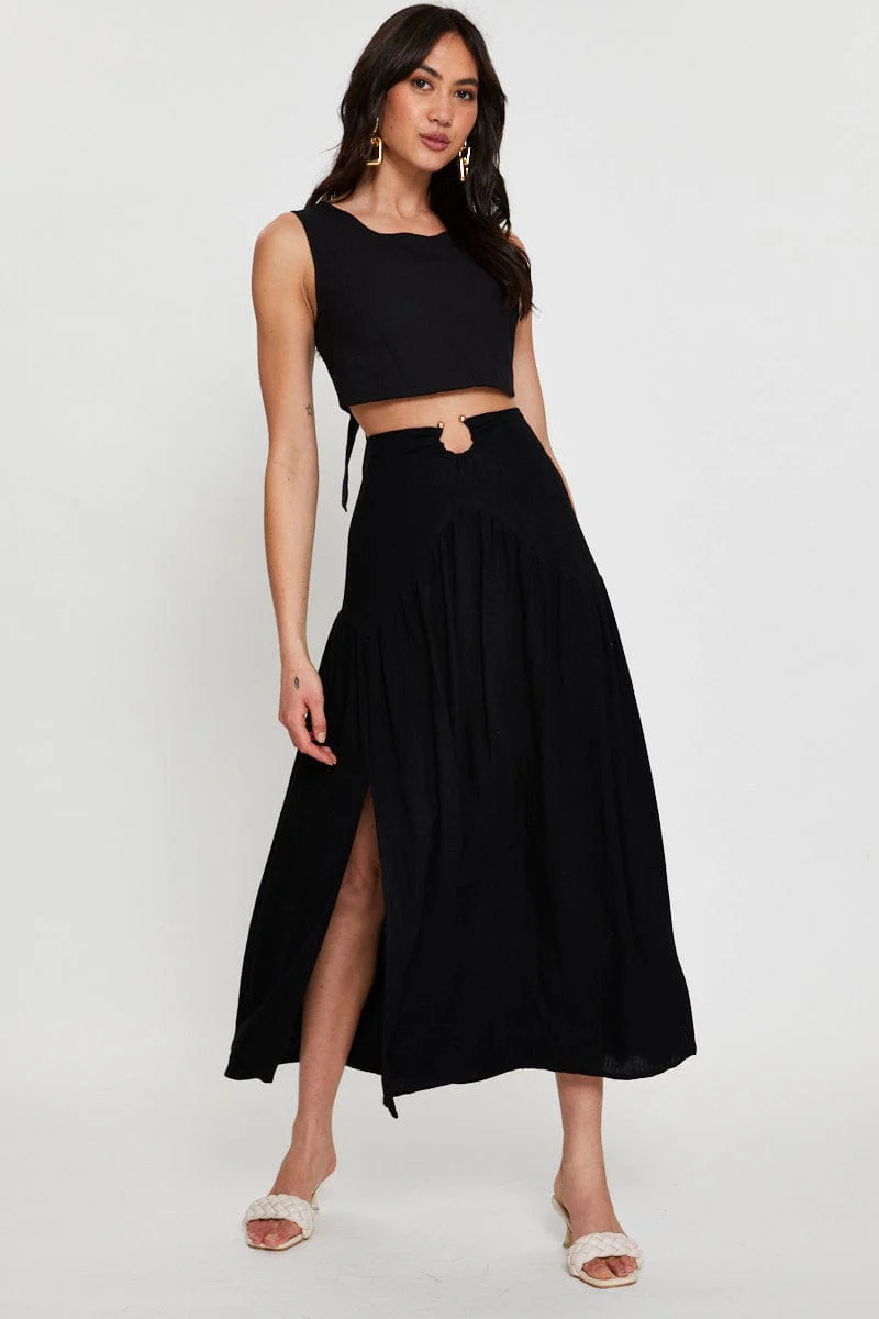 Black Tie Back Crop Top - Image 2