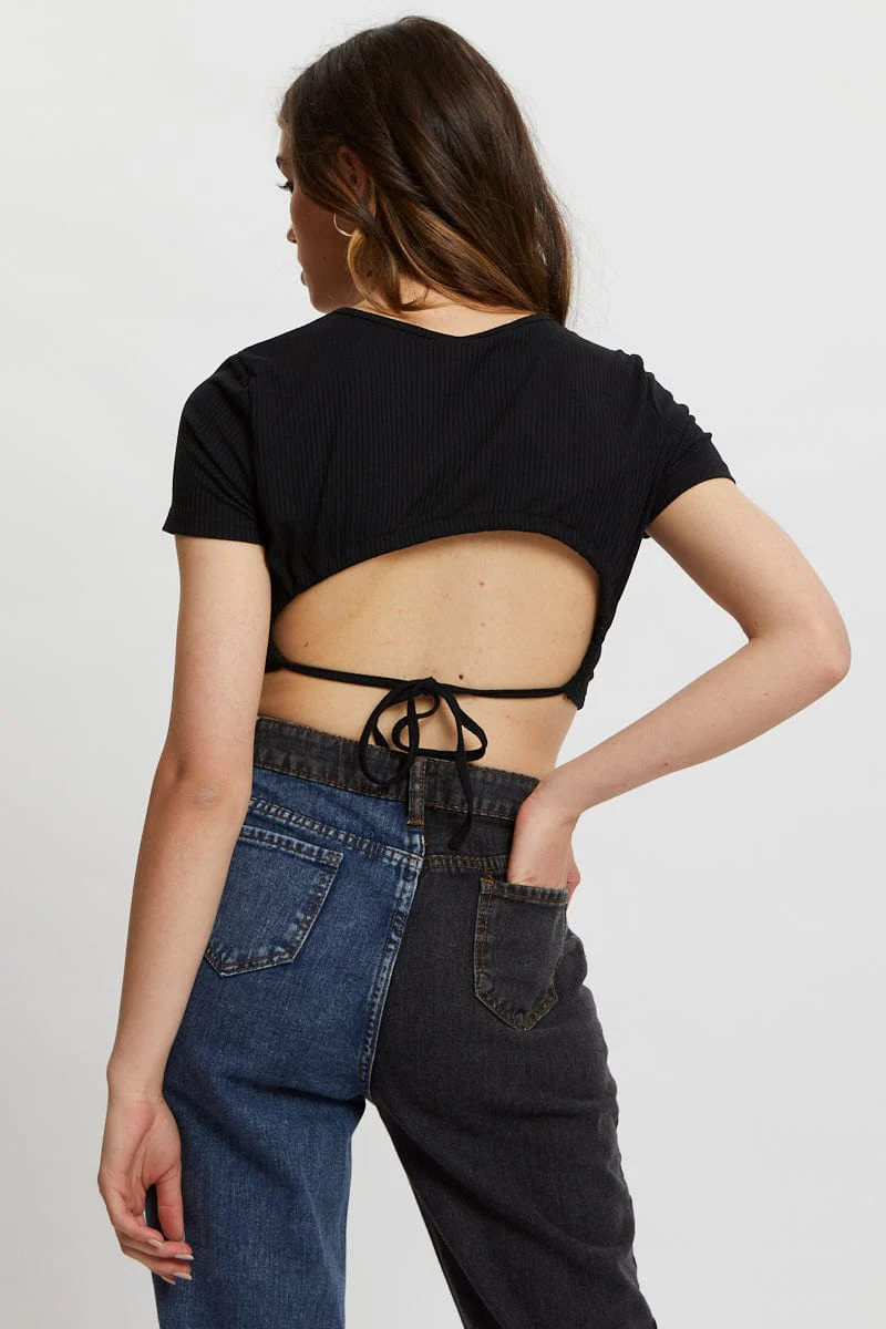 Black Tie Back Top Cut Out - Image 3