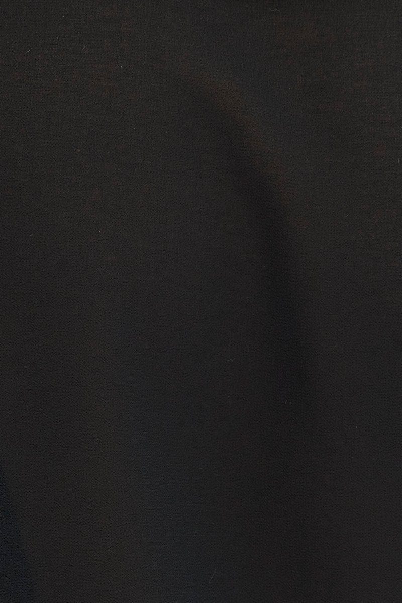 Black Tie Front Top Long Sleeve V Neck Ruffled Frills - Image 6
