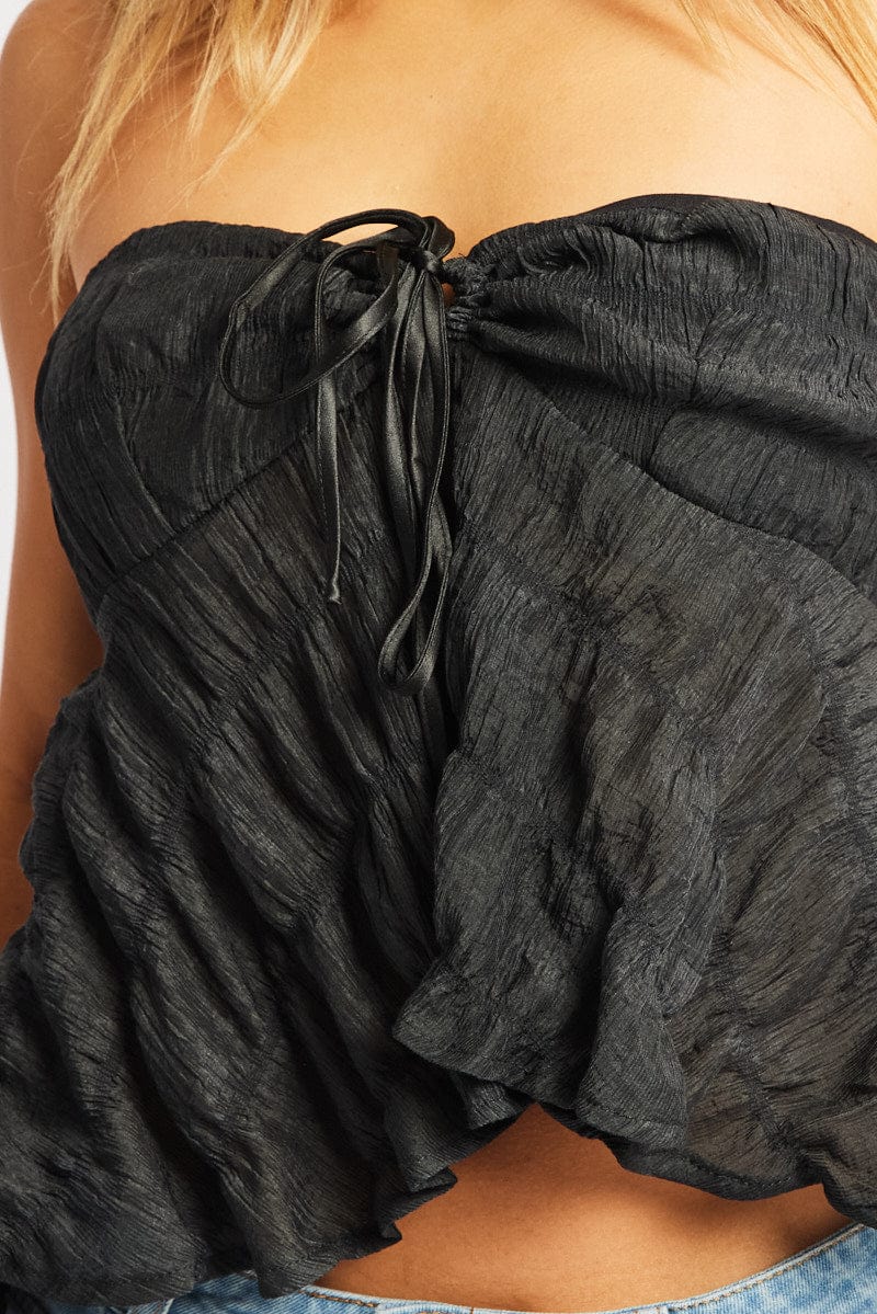 Black Tie Front Tube Top - Image 6