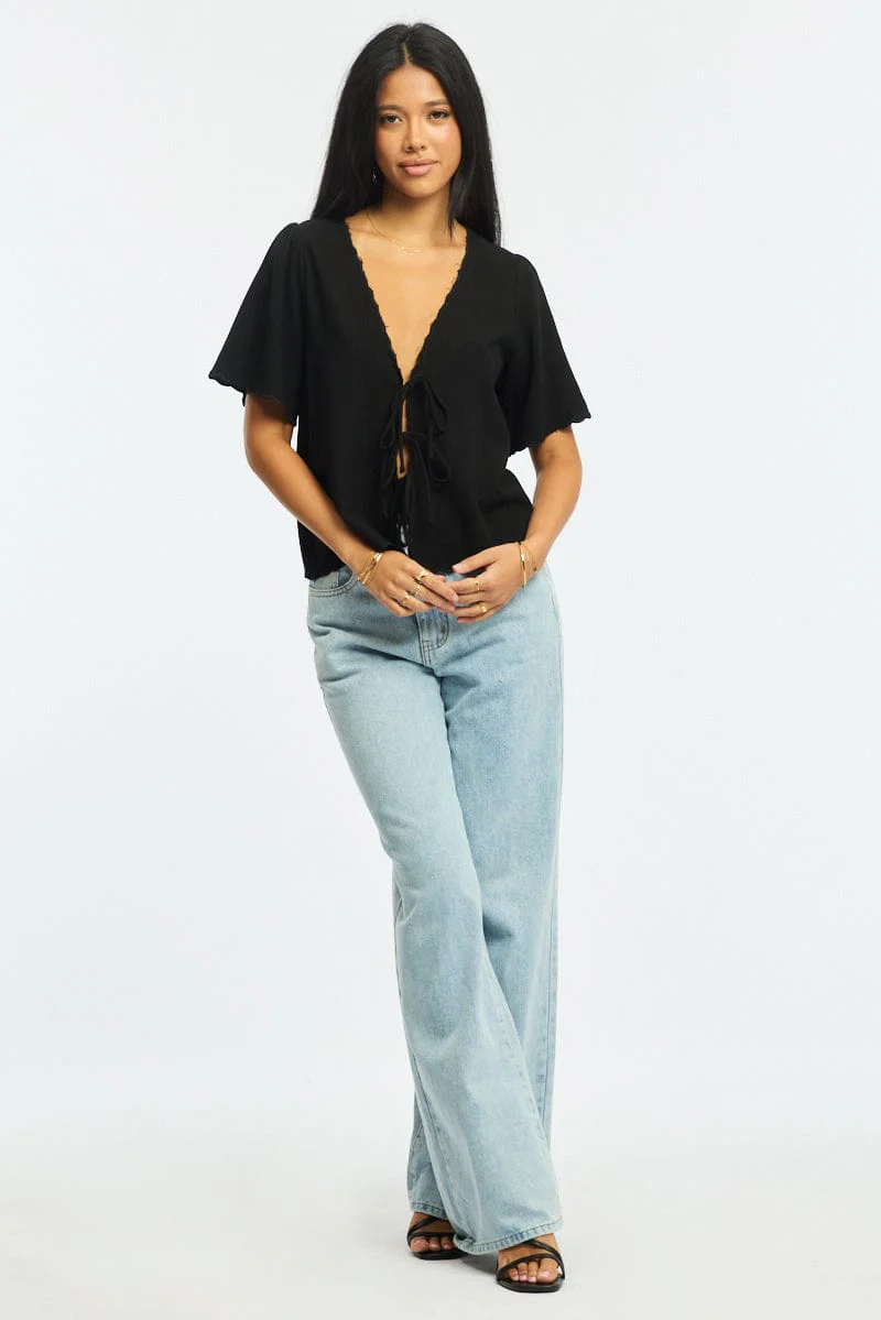 Black Tie Up Short Sleeve - Image 2