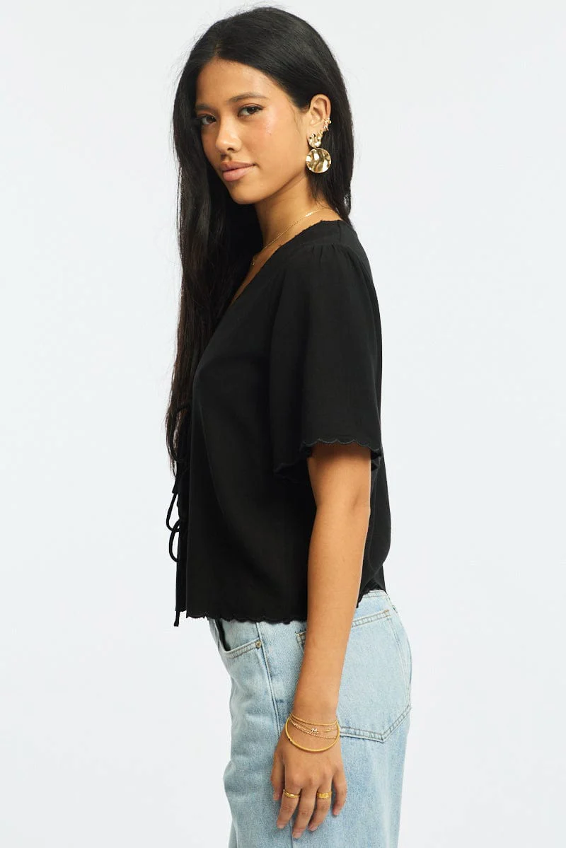 Black Tie Up Short Sleeve - Image 3