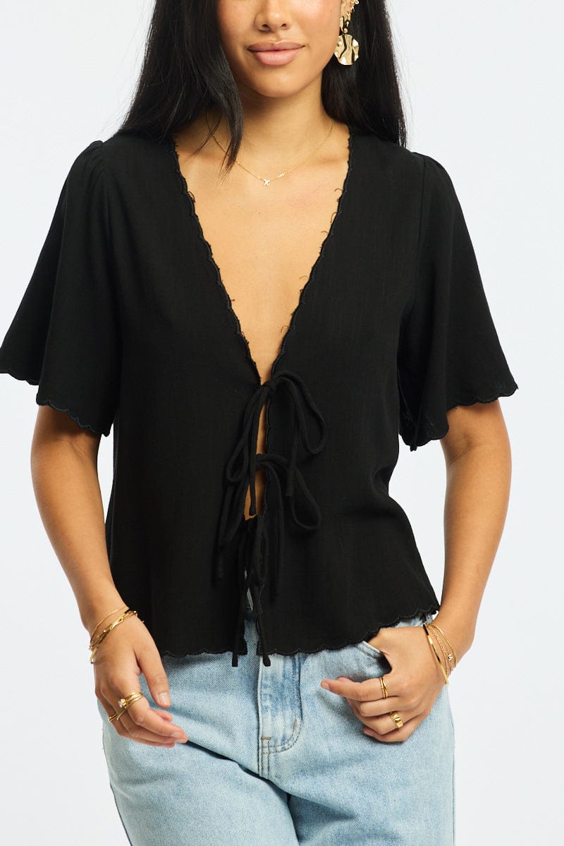 Black Tie Up Short Sleeve - Image 5