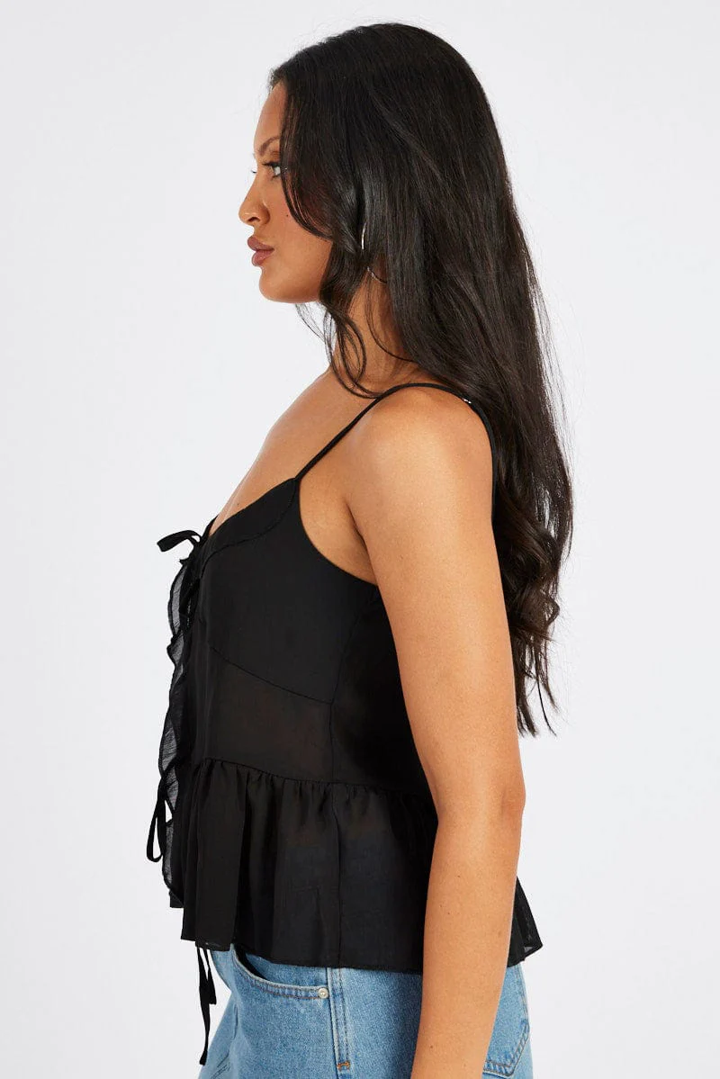 Black Tie Up Top Singlet - Image 4