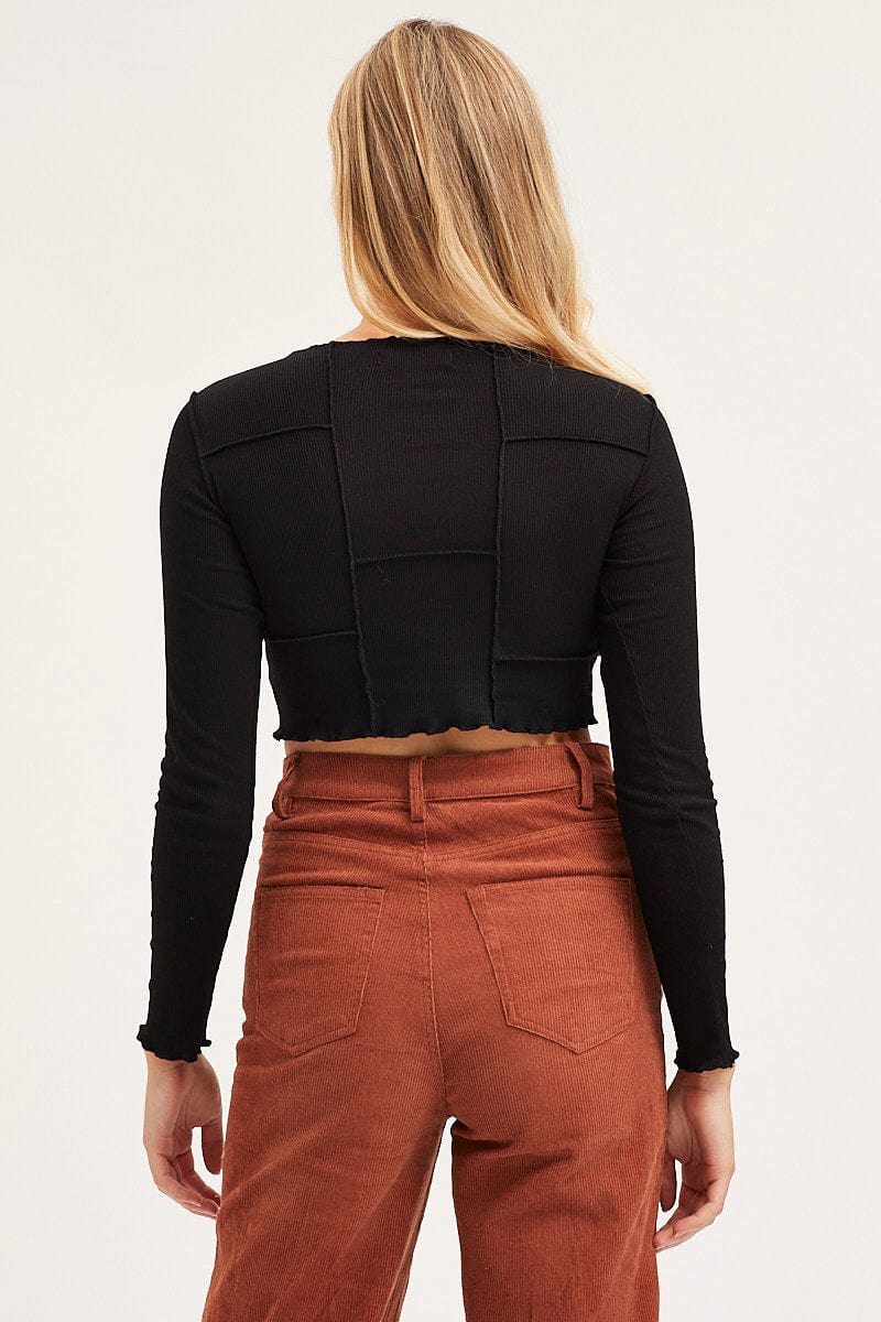 Black Top Long Sleeve Midriff - Image 5