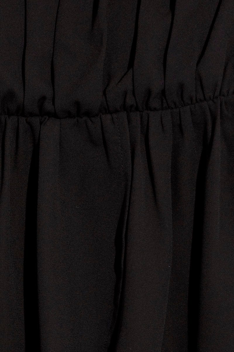 Black Top Long Sleeve Square Neck Shirred Ruched - Image 6