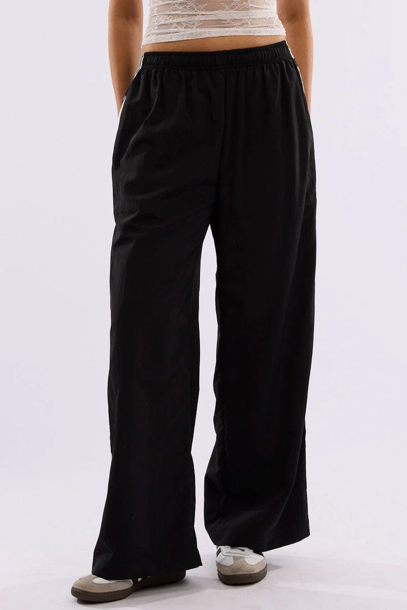 Black Track Pants Side Stripe - Image 2