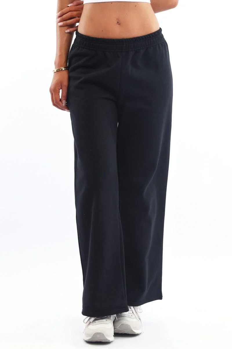 Black Track Pants Wide Leg - Image 2